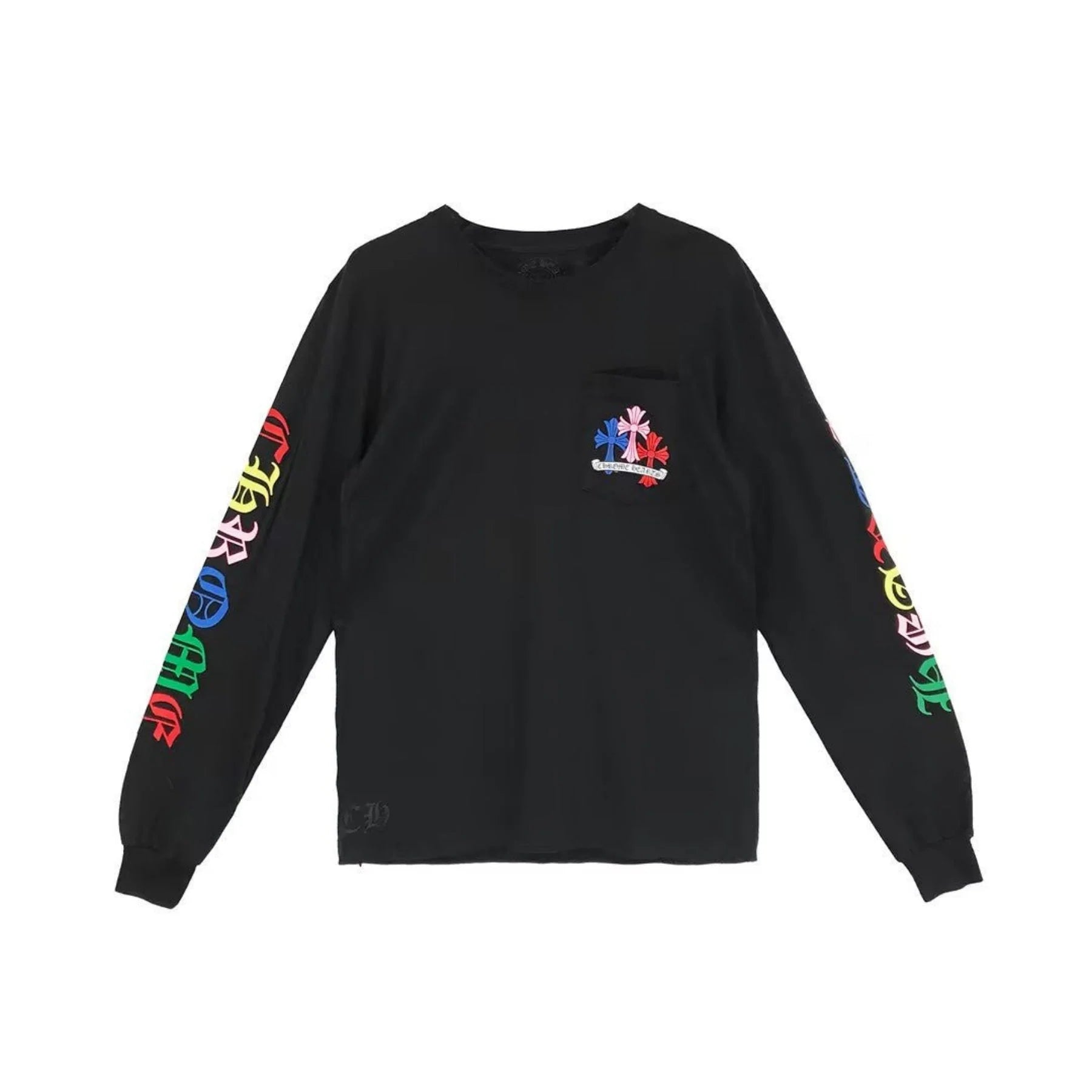 Multi Color Cross Logo Chrome Hearts Black Long Sleeves Tee
