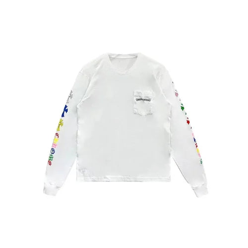 Multi Color Cross Logo Scroll Chrome Hearts Tee White