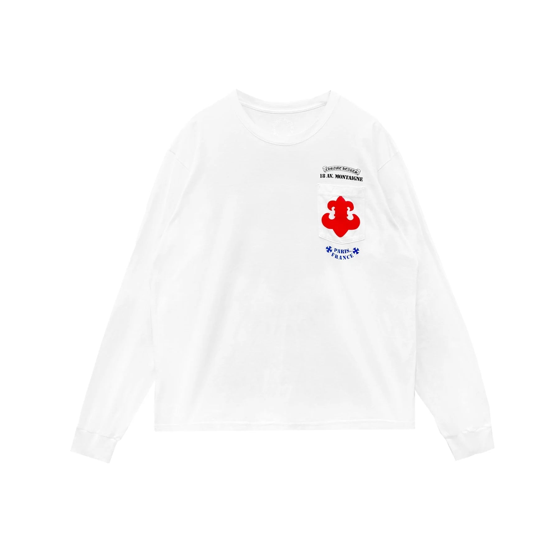 Paris Exclusive BS Fleur White Long Sleeve Chrome Heart Tee