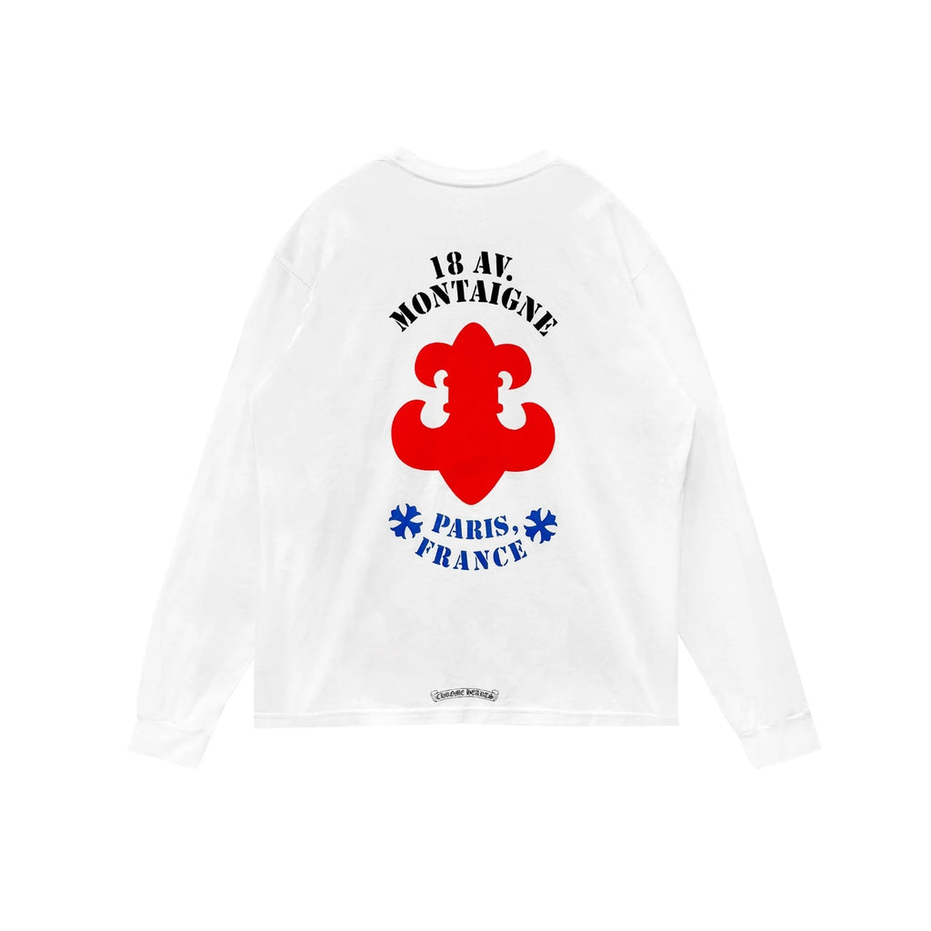 Paris Exclusive BS Fleur White Long Sleeve Chrome Heart Tee