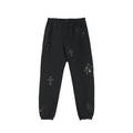 Patent Leather Cross Chrome Hearts Sweatpants Black