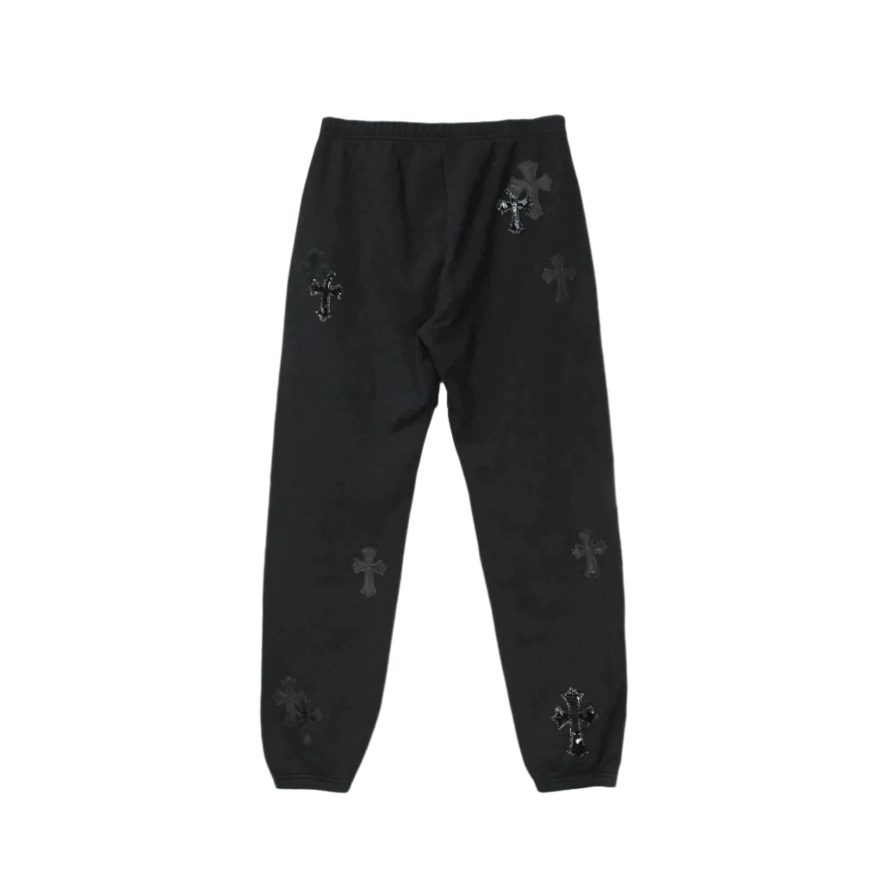 Patent Leather Cross Chrome Hearts Sweatpants Black