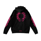 Chrome Hearts Pink Horseshoe Floral Sleeve Zip Up Hoodie