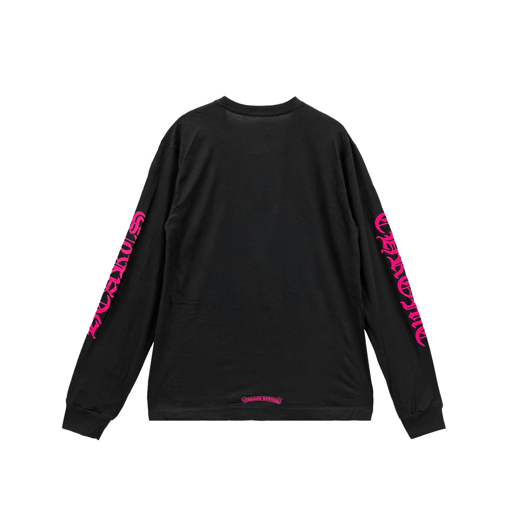 Chrome Hearts Pink Neck Logo Long Sleeve Tee