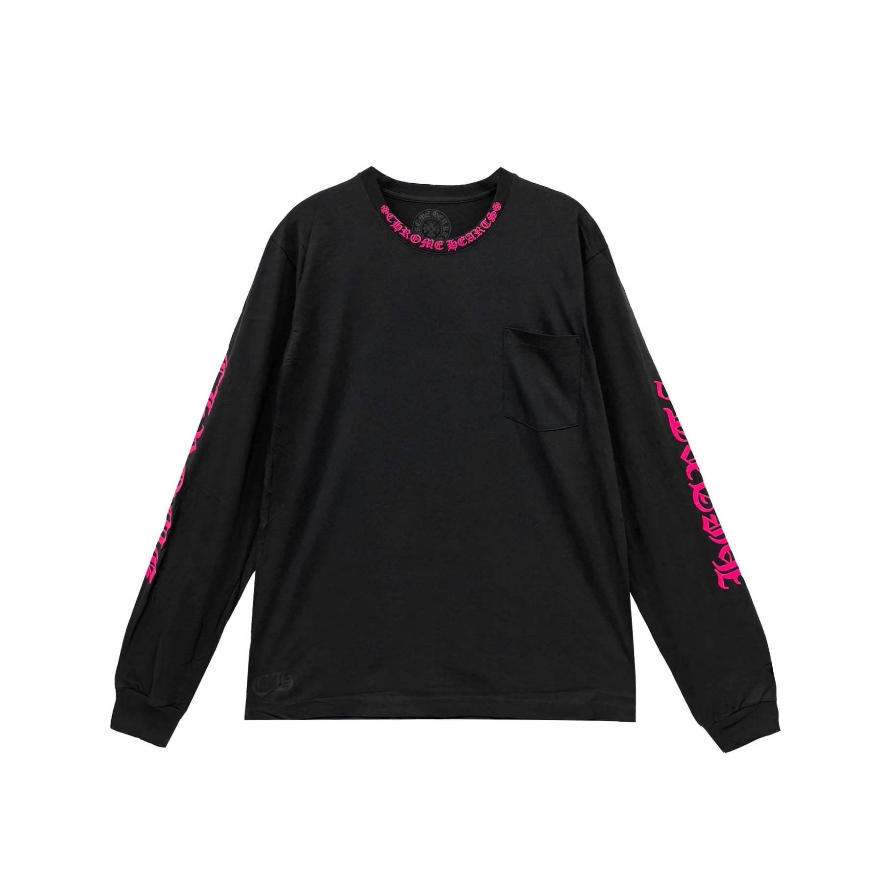 Chrome Hearts Pink Neck Logo Long Sleeve Tee