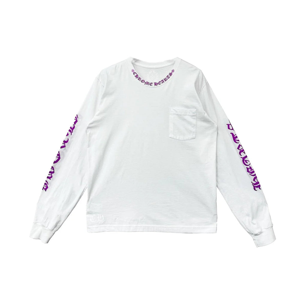 Chrome Hearts Purple Letter Collar Long Sleeve Tee