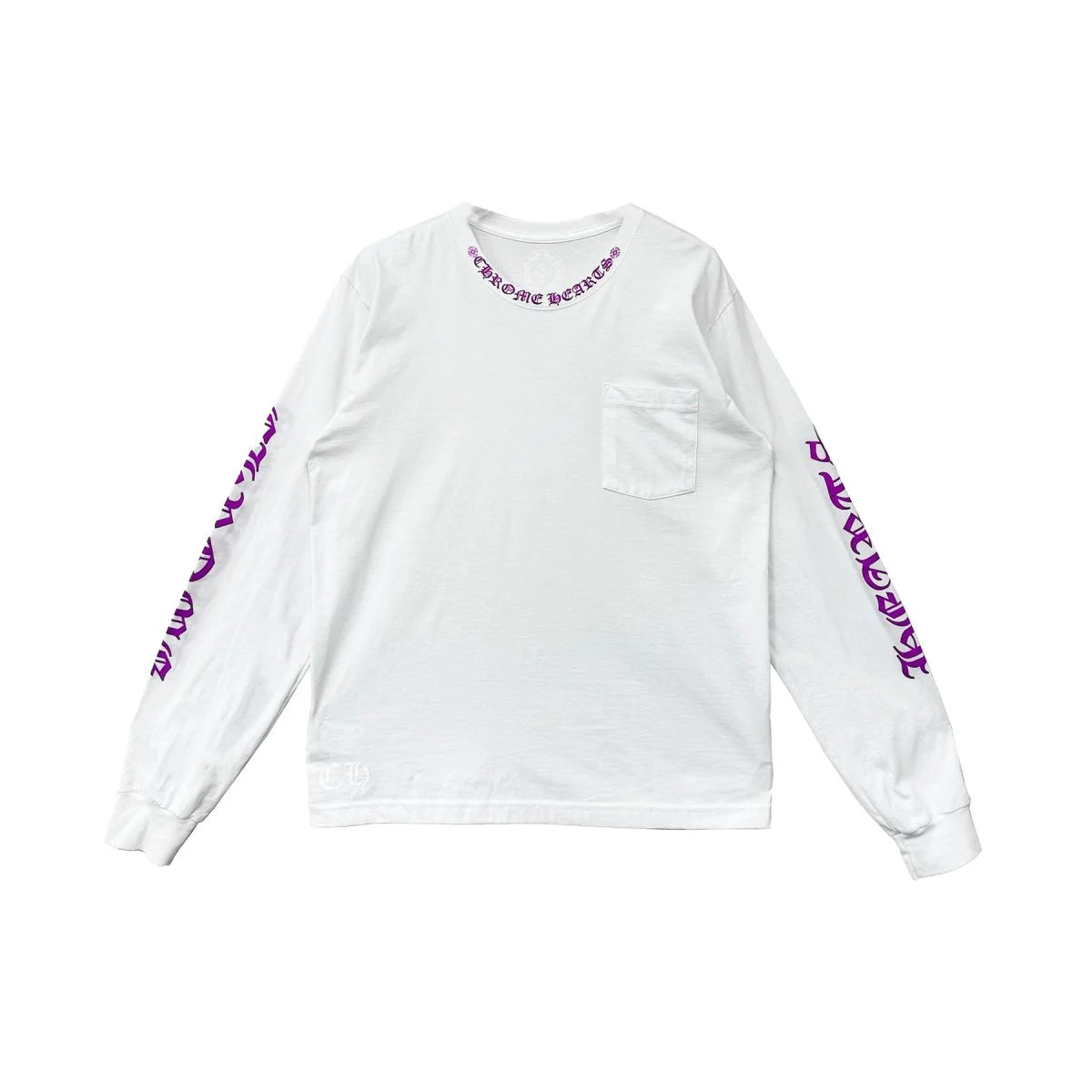 Chrome Hearts Purple Letter Collar Long Sleeve Tee