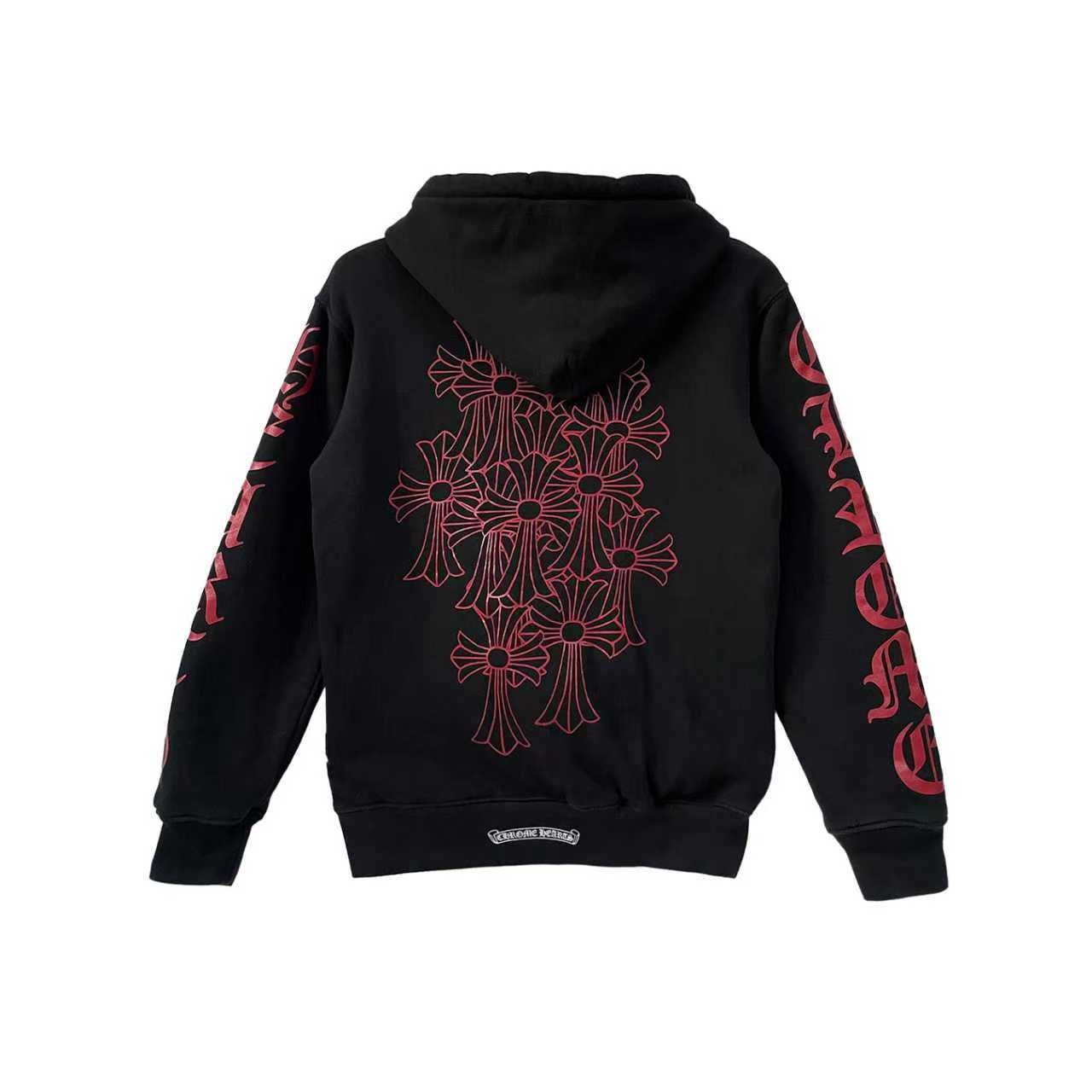 Red Dagger Logo Chrome Hearts Zip Up Hoodie Black