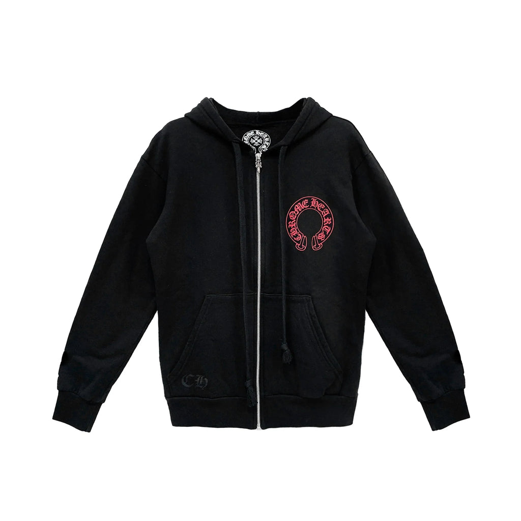 Black Chrome Hoodie With Red Cross