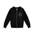 Black Chrome Hoodie With Red Cross