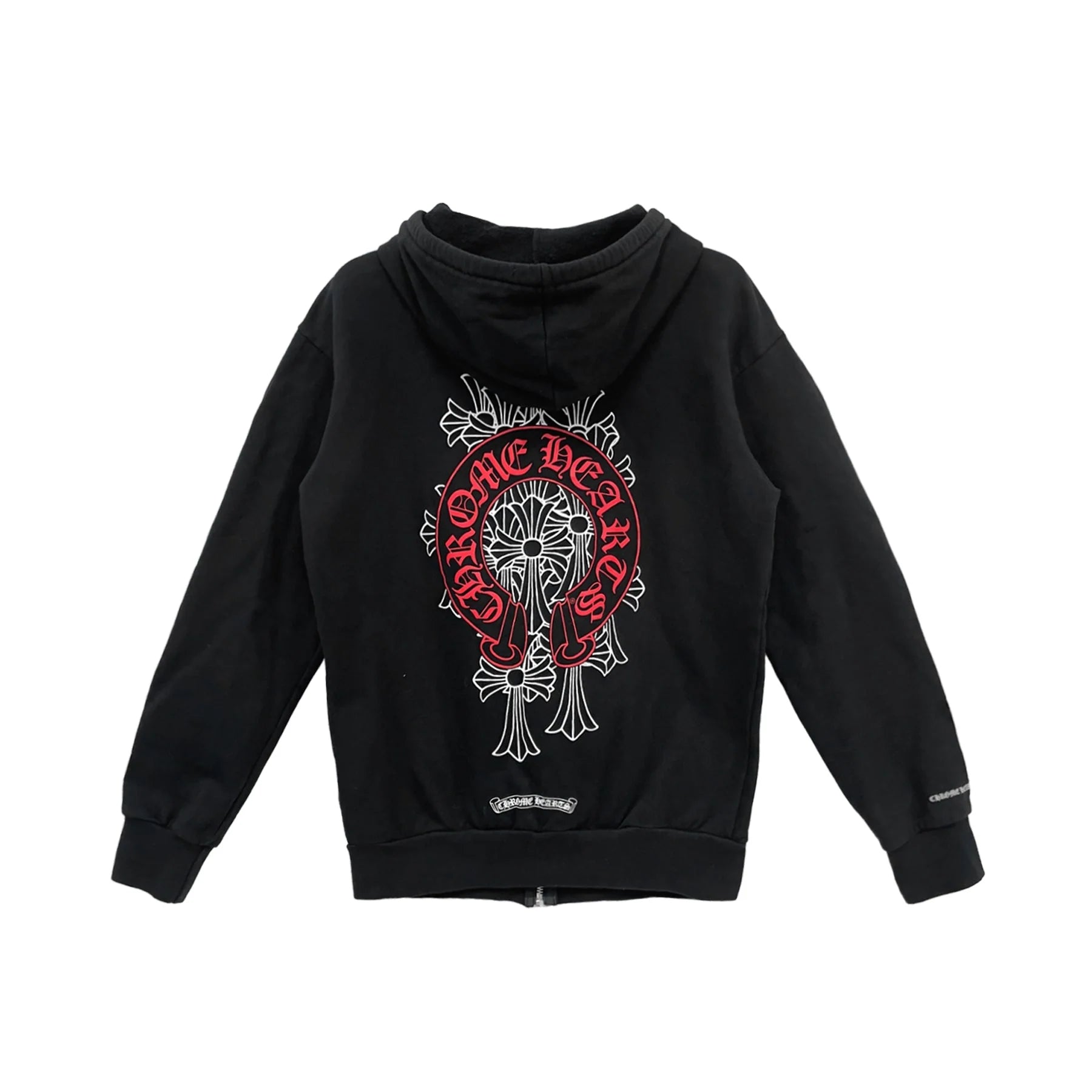 Black Chrome Hoodie With Red Cross