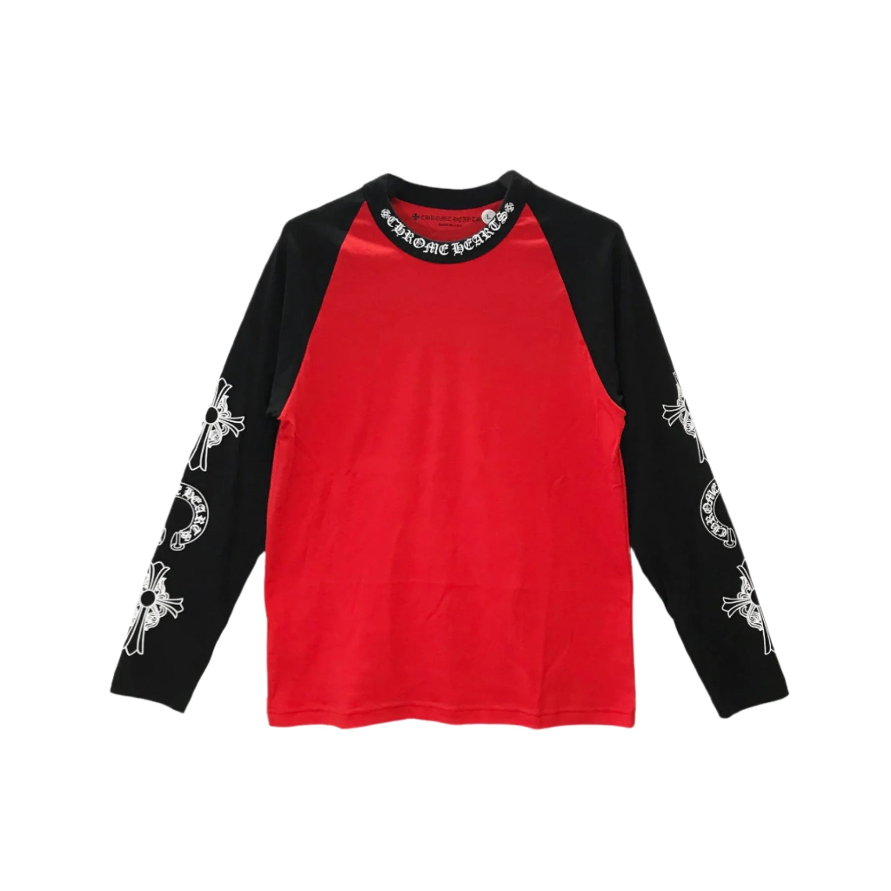 Red & Black Horseshoe Cross Logo Long Sleeve Tee