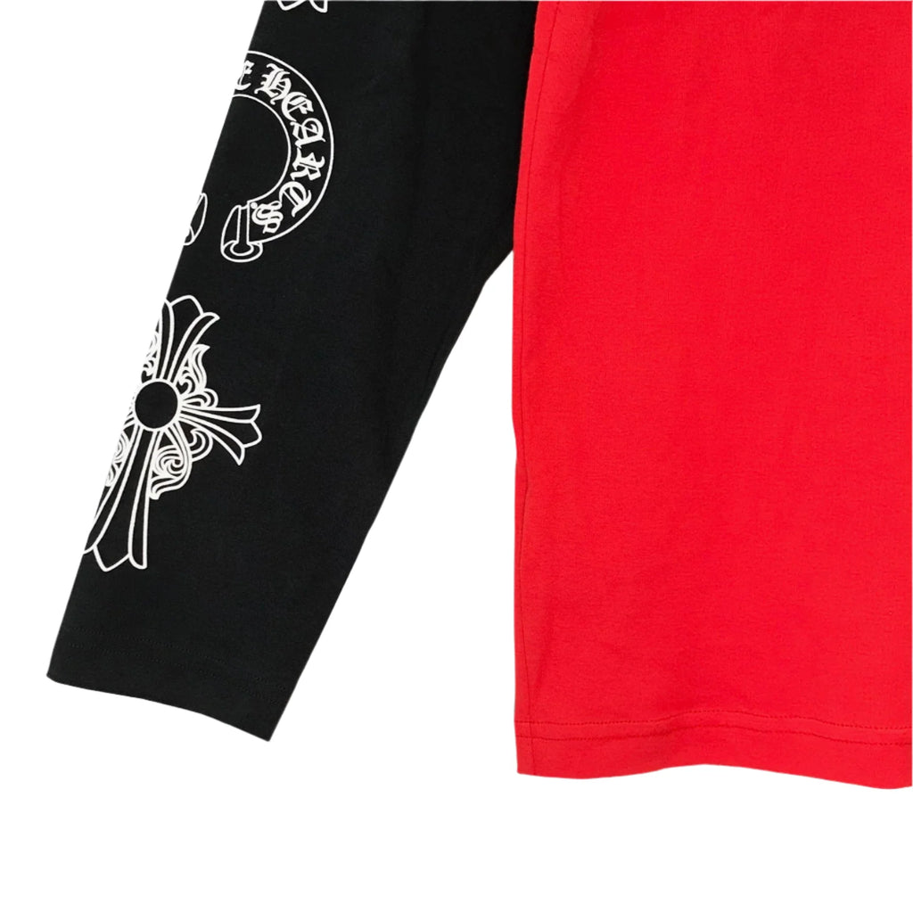 Red & Black Horseshoe Cross Logo Long Sleeve Tee