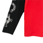 Red & Black Horseshoe Cross Logo Long Sleeve Tee