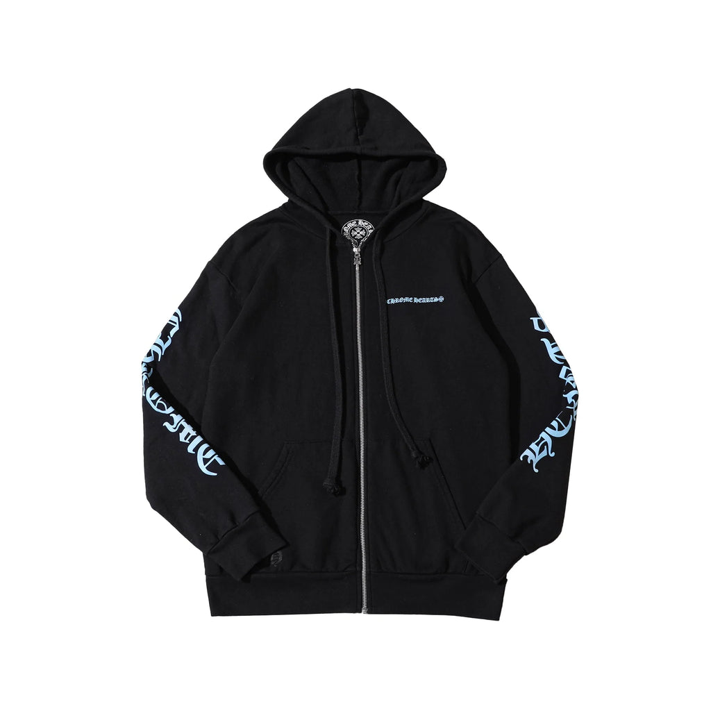 Chrome Hearts Script Black Zip Up Hoodie Black