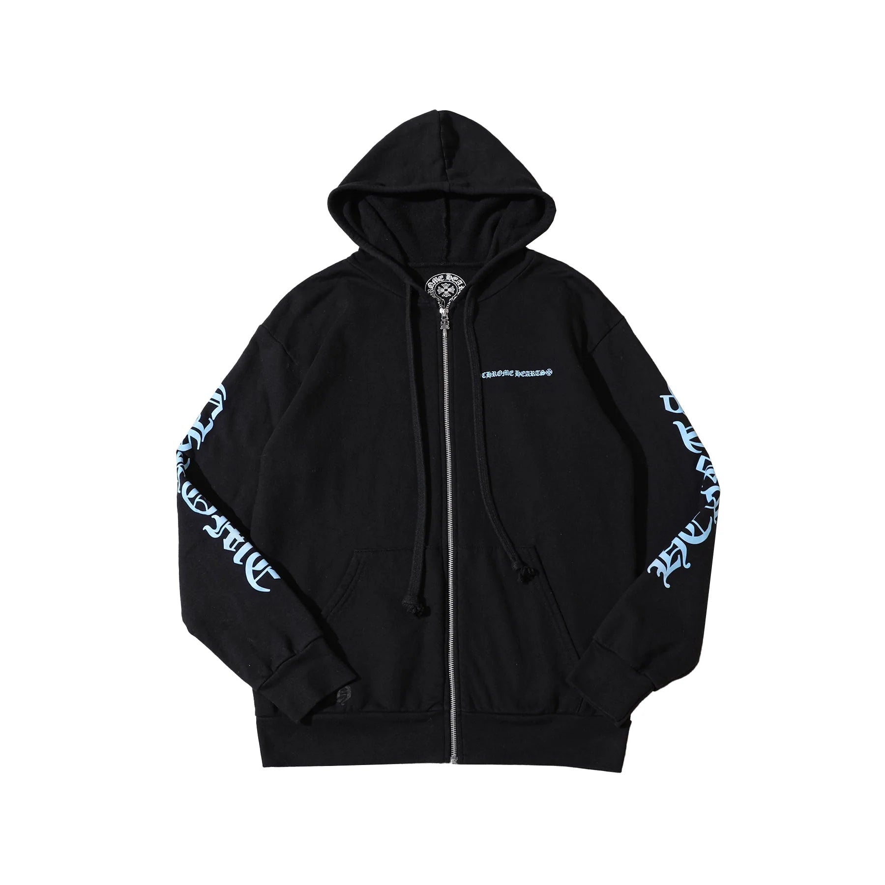 Chrome Hearts Script Black Zip Up Hoodie Black