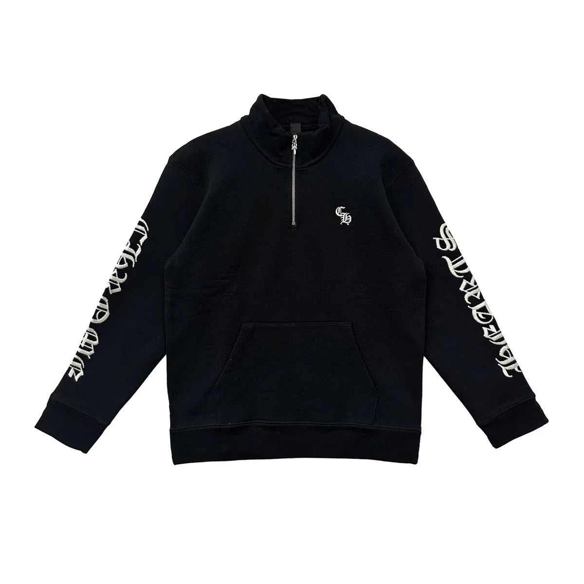 CH Script Logo Embroidered Half Zip Black Sweatshirt