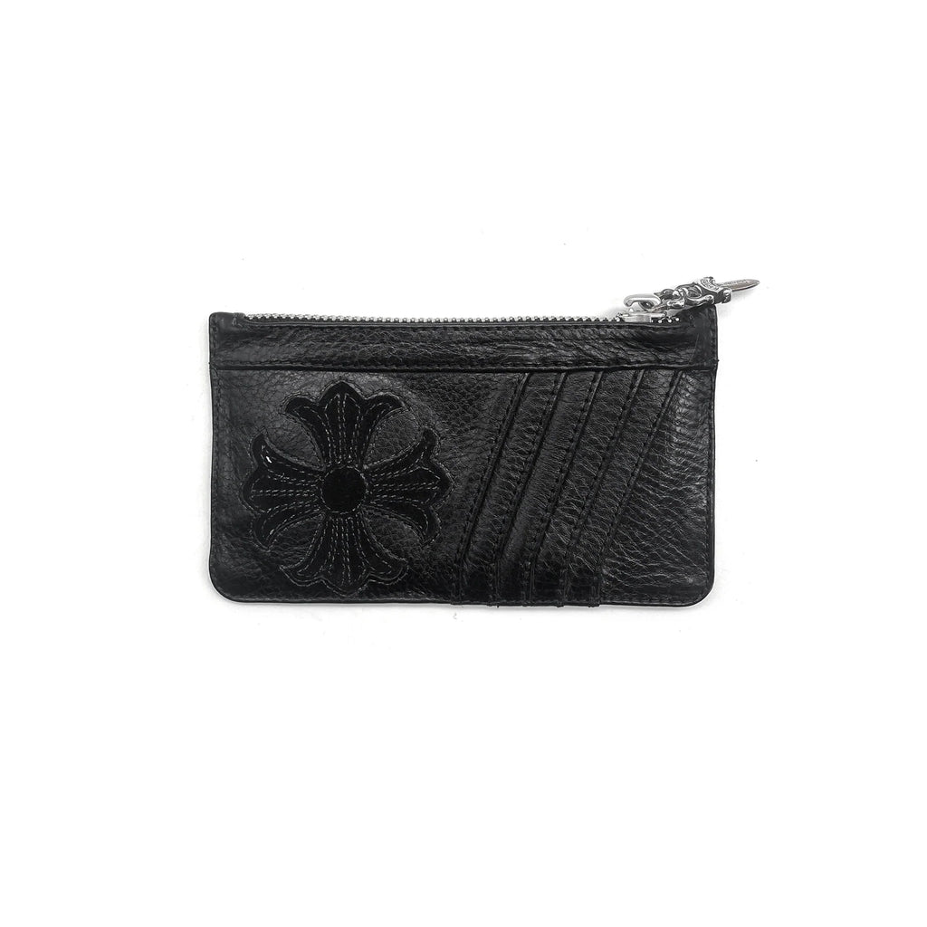 Chrome Hearts Suede Cross Patch Silver Dagger Card Holder