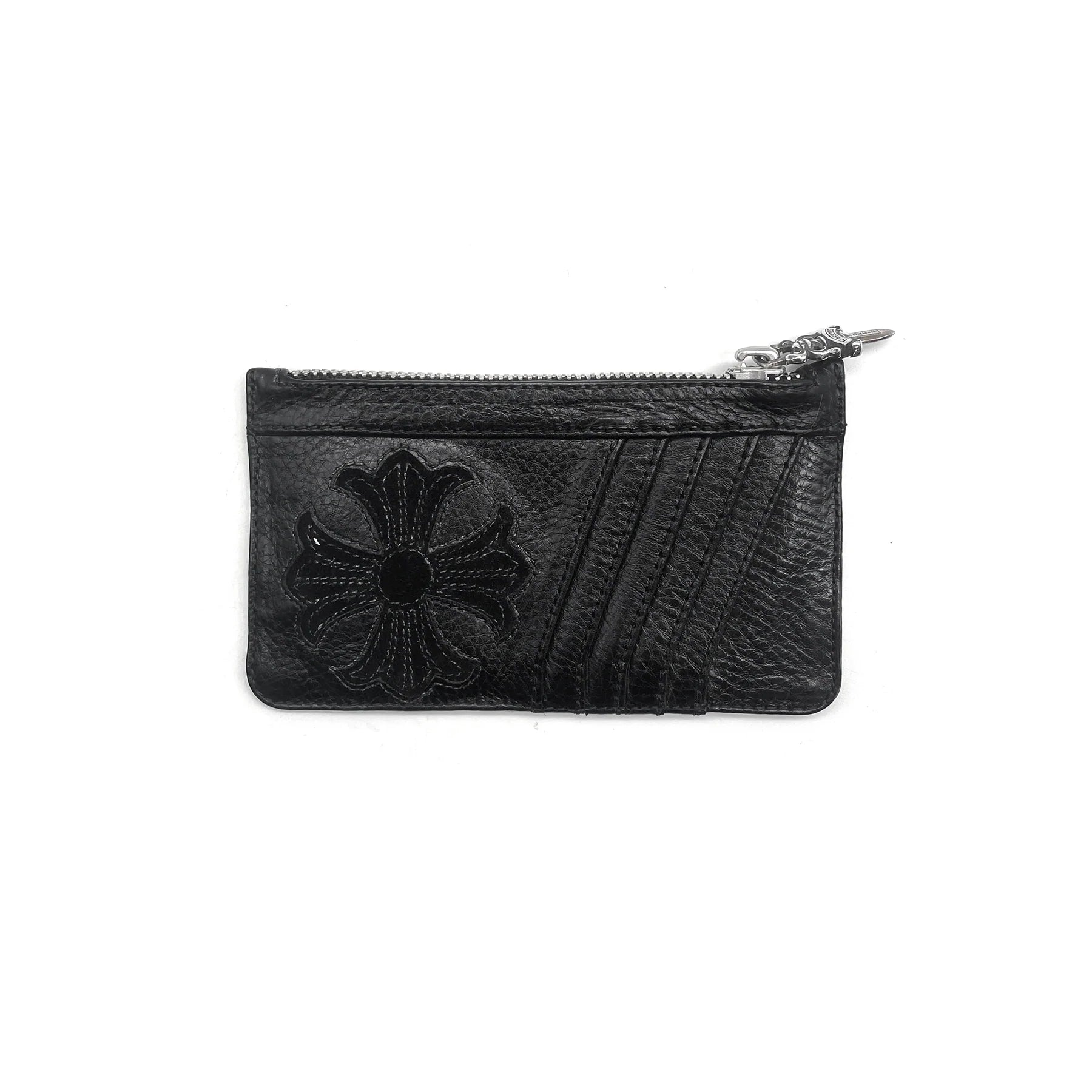 Chrome Hearts Suede Cross Patch Silver Dagger Card Holder