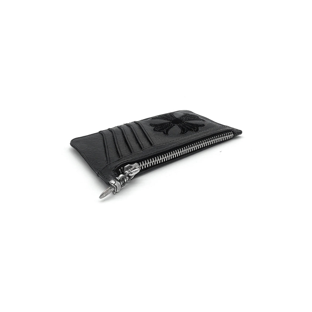 Chrome Hearts Suede Cross Patch Silver Dagger Card Holder