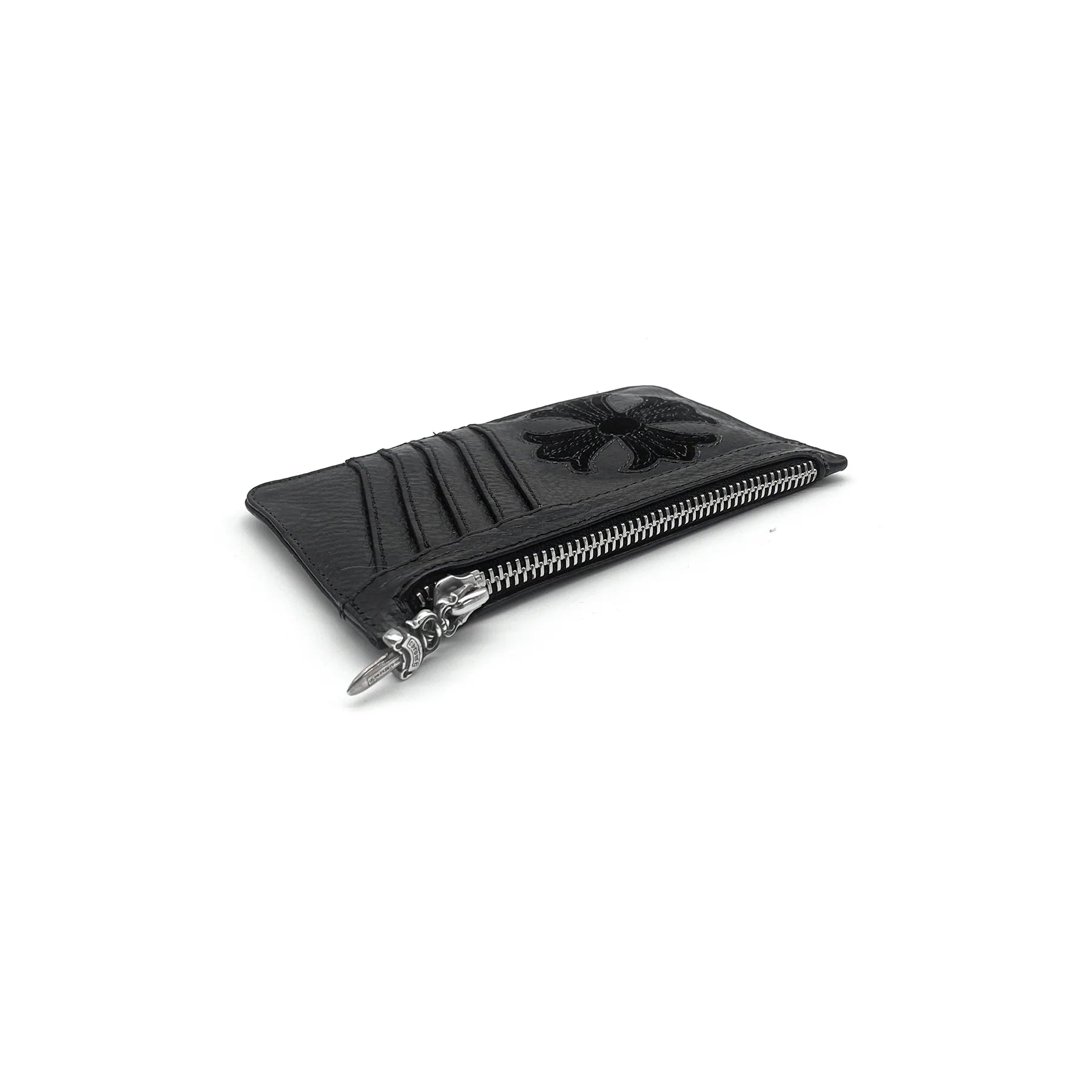 Chrome Hearts Suede Cross Patch Silver Dagger Card Holder