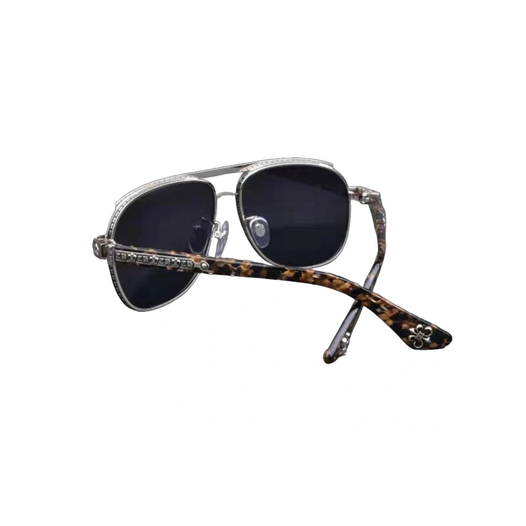 Titanium Bold Frame Chrome Hearts Glasses Silver