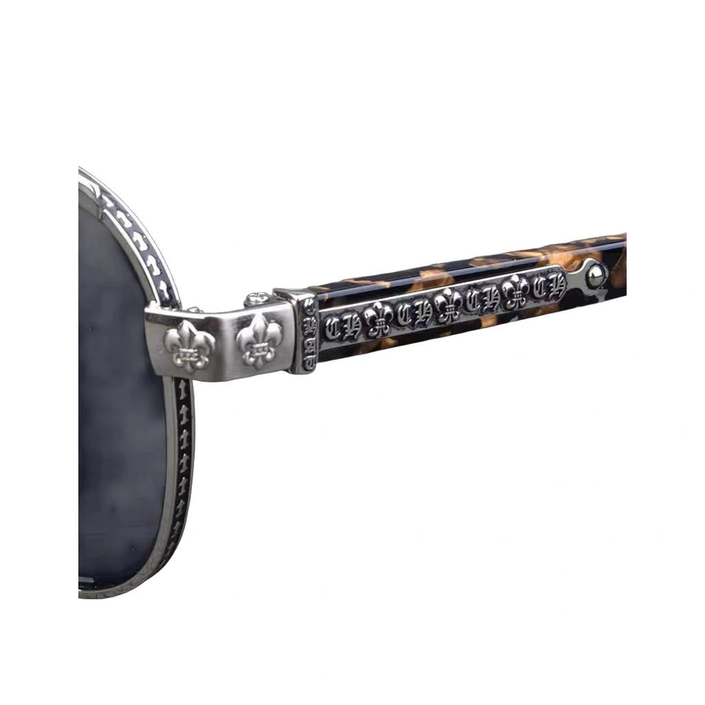 Titanium Bold Frame Chrome Hearts Glasses Silver