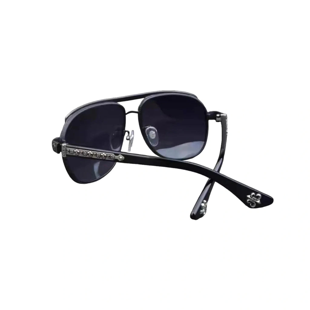 Titanium Bold Frame Chrome Hearts Sunglasses Black