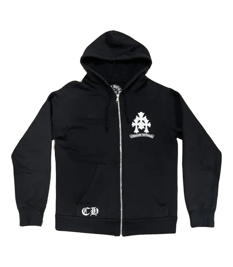Chrome Hearts CH Triple Cross Logo Zip-Up Hoodie
