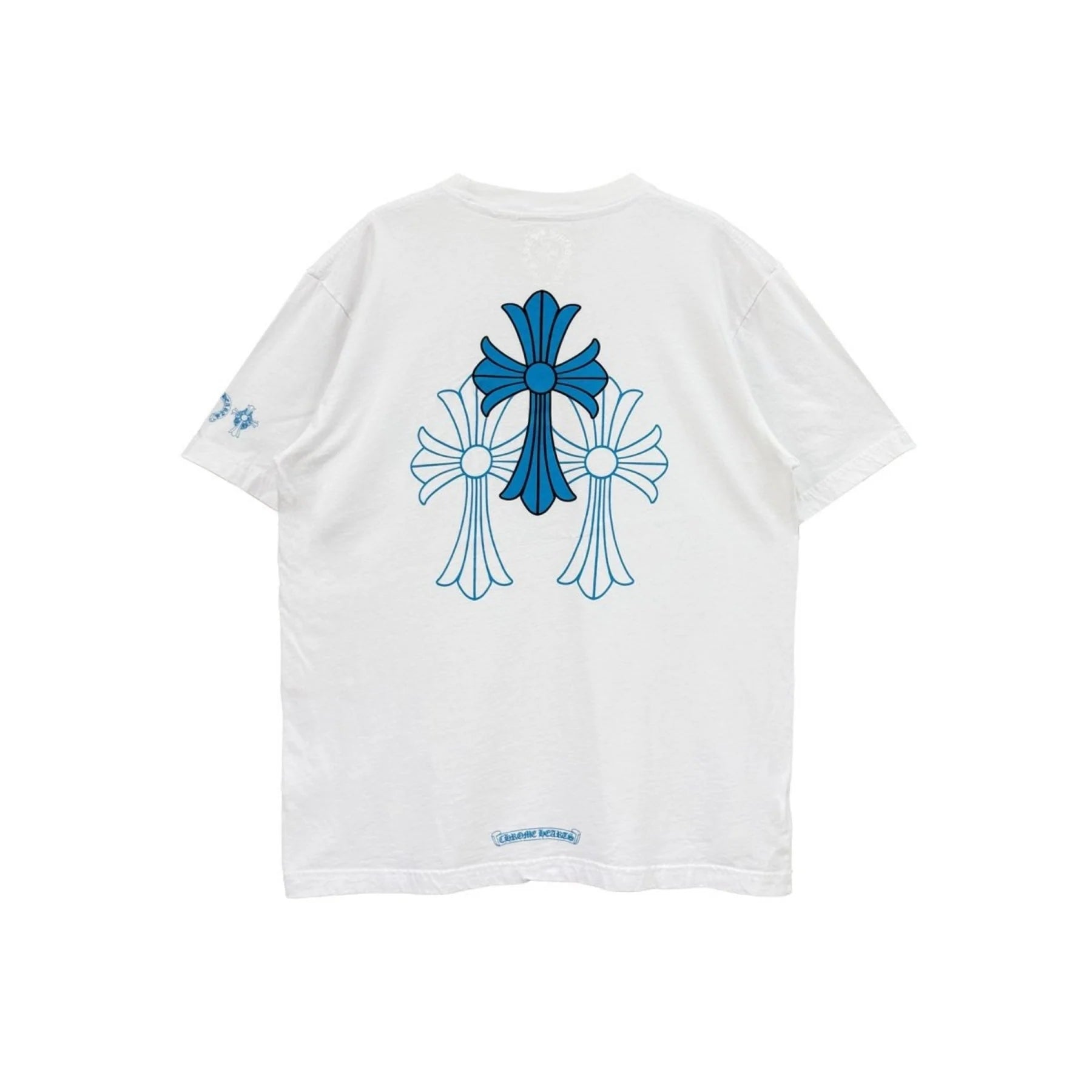 Triple Cross Logo White Chrome Hearts Short Sleeve T-shirt