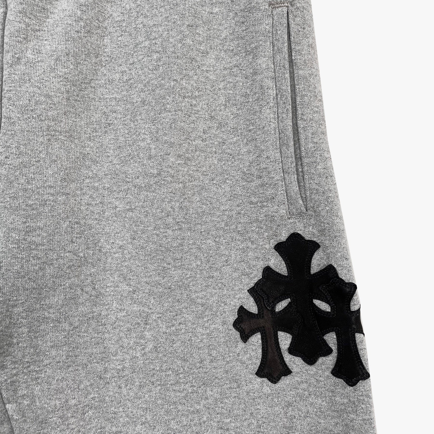 Triple Leather Cross Grey Chrome Hearts Sweatpants