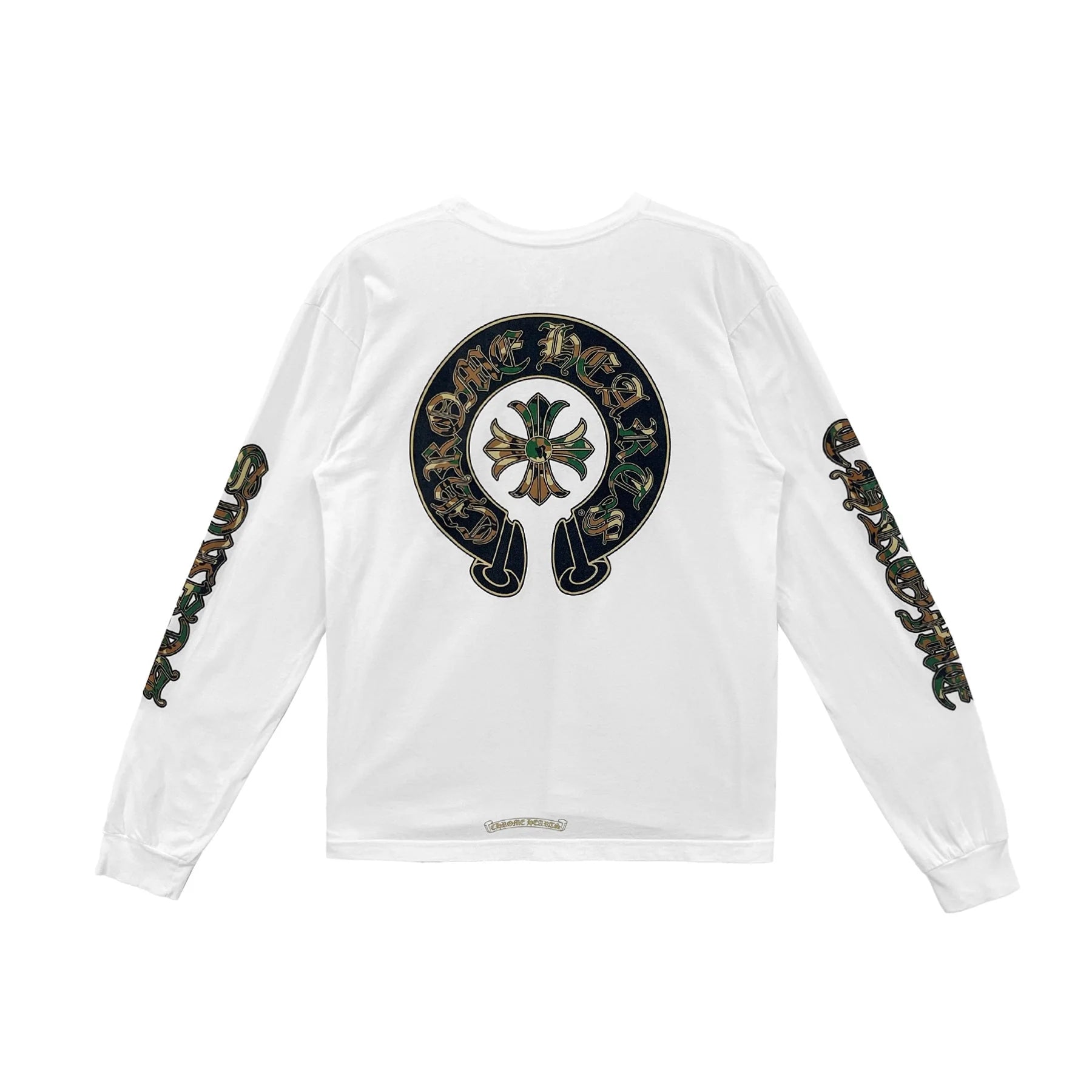 Camo Triple Cross Horseshoe Long Sleeve White Tee