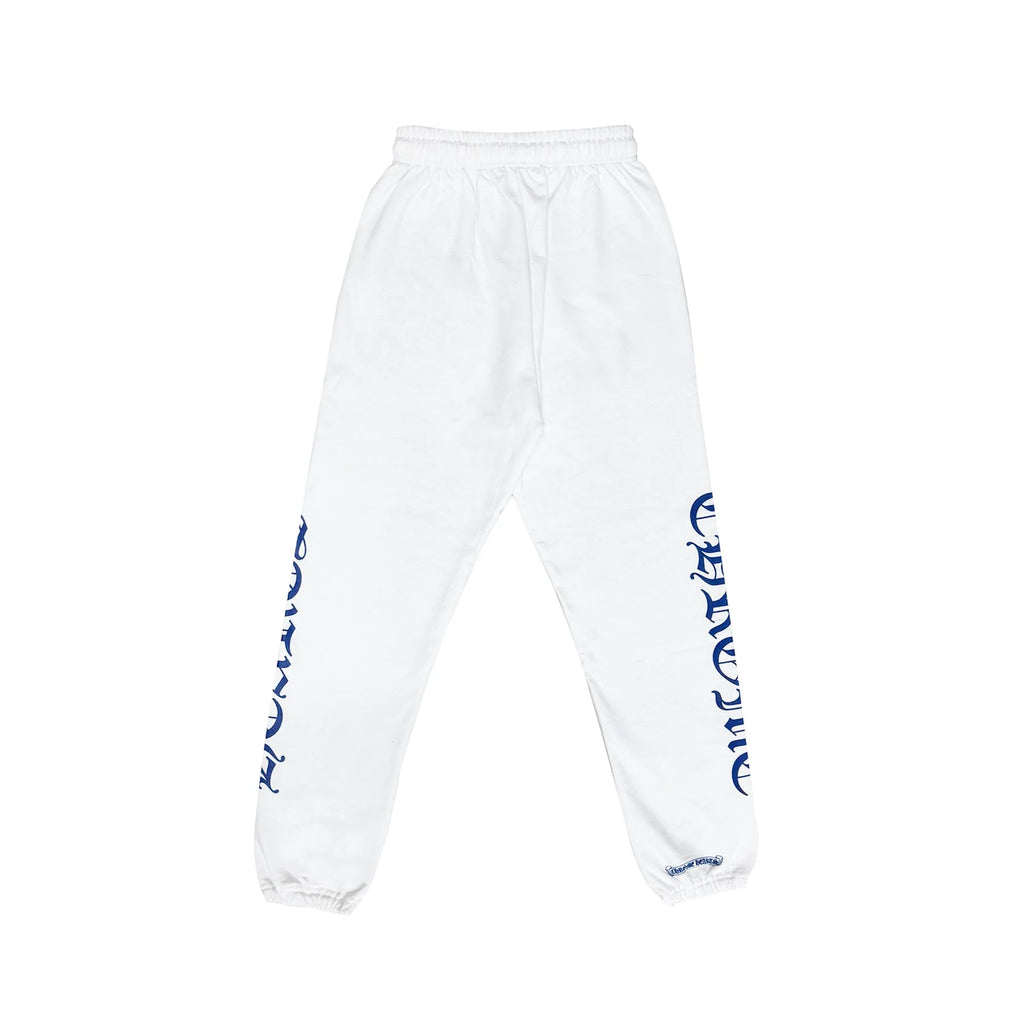 White Horseshoe Blue Script Sweatpants