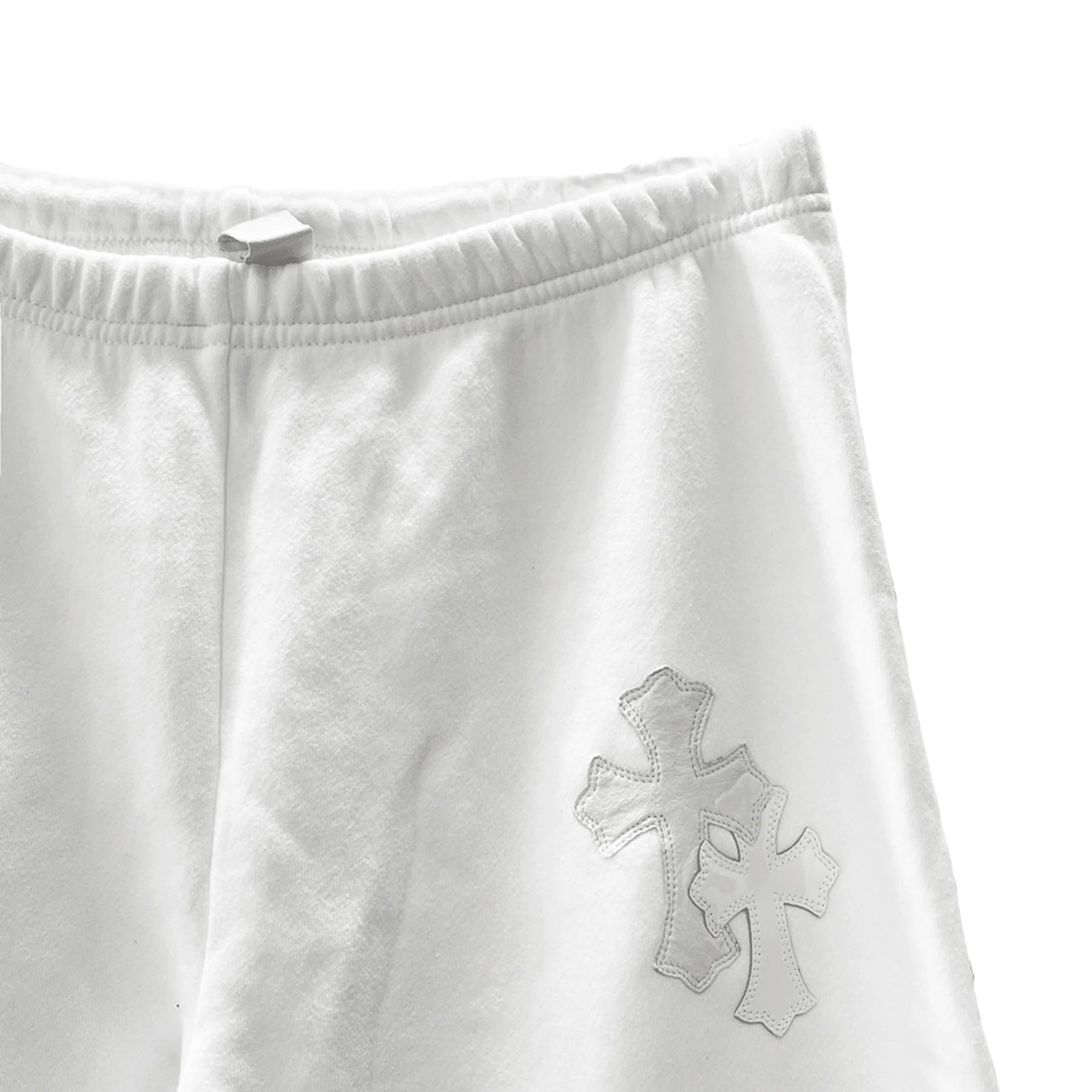 White Leather Cross Chrome Hearts Sweatpants