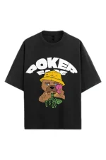 Casual Cool Poker Face Black Tee