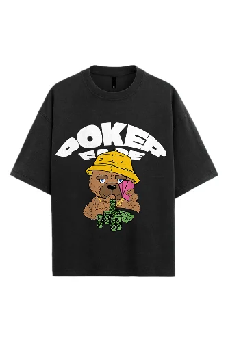 Casual Cool Poker Face Black Tee