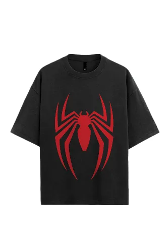 Casual Cool Red Spider Black T-Shirt